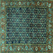 Square Persian Turquoise Traditional Rug, tr4438turq