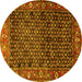 Round Machine Washable Persian Yellow Traditional Rug, wshtr4438yw