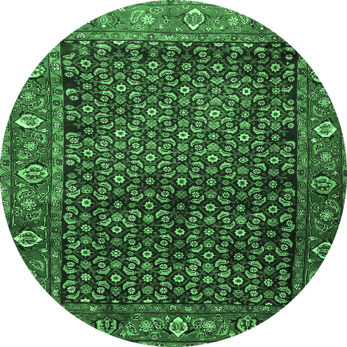 Round Persian Emerald Green Traditional Rug, tr4438emgrn