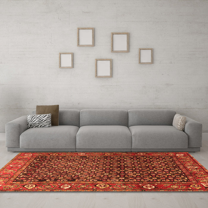 Machine Washable Persian Orange Traditional Area Rugs in a Living Room, wshtr4438org