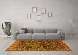 Machine Washable Persian Yellow Traditional Rug in a Living Room, wshtr4438yw