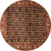 Round Persian Brown Traditional Rug, tr4438brn