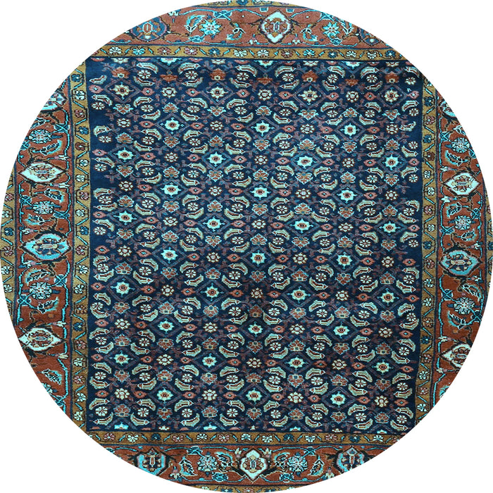 Round Machine Washable Persian Light Blue Traditional Rug, wshtr4438lblu
