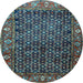 Round Machine Washable Persian Light Blue Traditional Rug, wshtr4438lblu