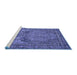 Sideview of Machine Washable Persian Blue Traditional Rug, wshtr4439blu