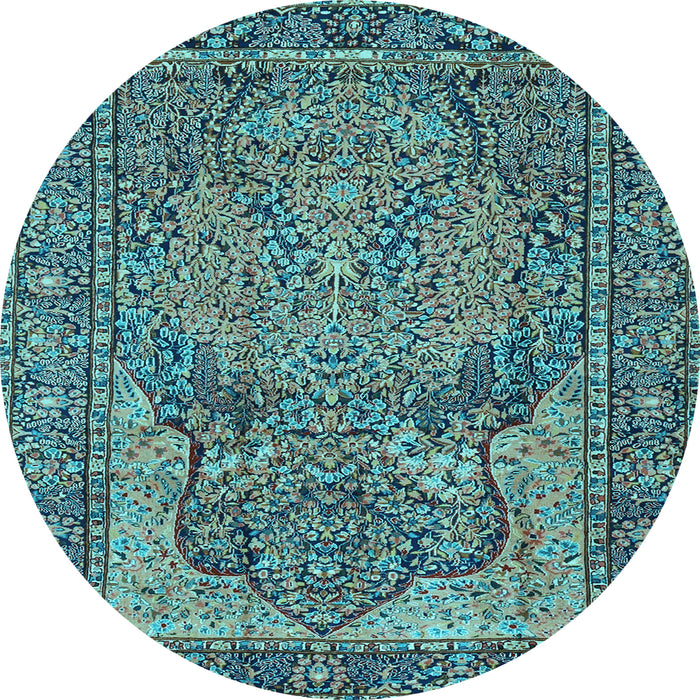 Round Persian Light Blue Traditional Rug, tr4439lblu