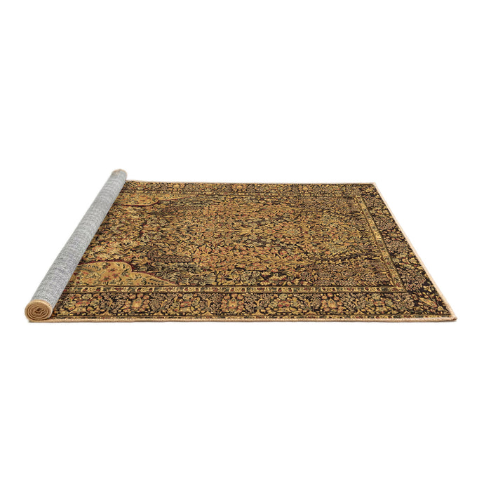 Sideview of Machine Washable Persian Brown Traditional Rug, wshtr4439brn