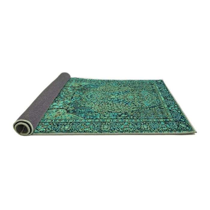 Sideview of Persian Turquoise Traditional Rug, tr4439turq