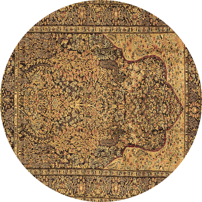 Round Persian Brown Traditional Rug, tr4439brn