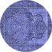 Round Persian Blue Traditional Rug, tr4439blu