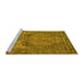 Sideview of Machine Washable Persian Yellow Traditional Rug, wshtr4439yw