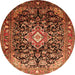 Machine Washable Medallion Orange Traditional Area Rugs, wshtr443org