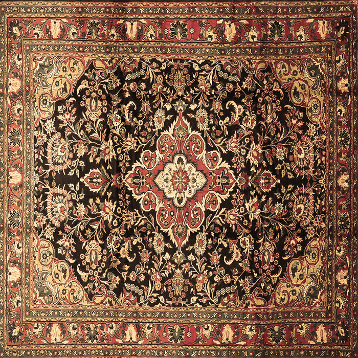 Square Machine Washable Medallion Brown Traditional Rug, wshtr443brn