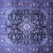 Square Medallion Blue Traditional Rug, tr443blu