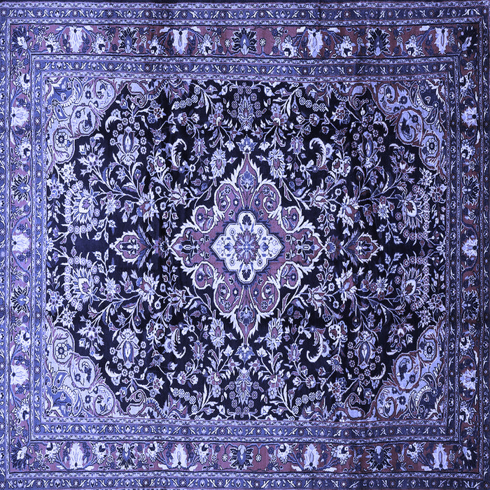 Square Machine Washable Medallion Blue Traditional Rug, wshtr443blu
