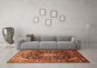 Machine Washable Medallion Orange Traditional Area Rugs in a Living Room, wshtr443org