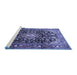 Sideview of Machine Washable Medallion Blue Traditional Rug, wshtr443blu