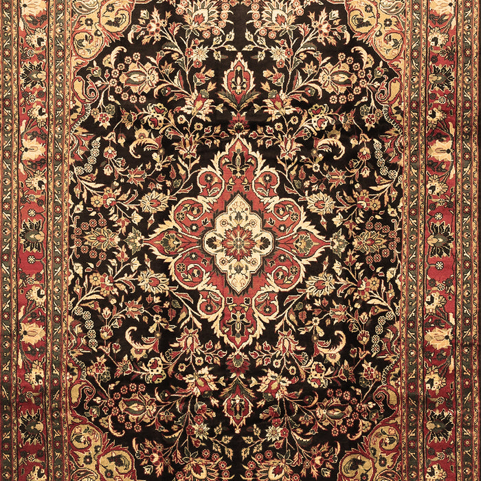 Machine Washable Medallion Brown Traditional Rug, wshtr443brn