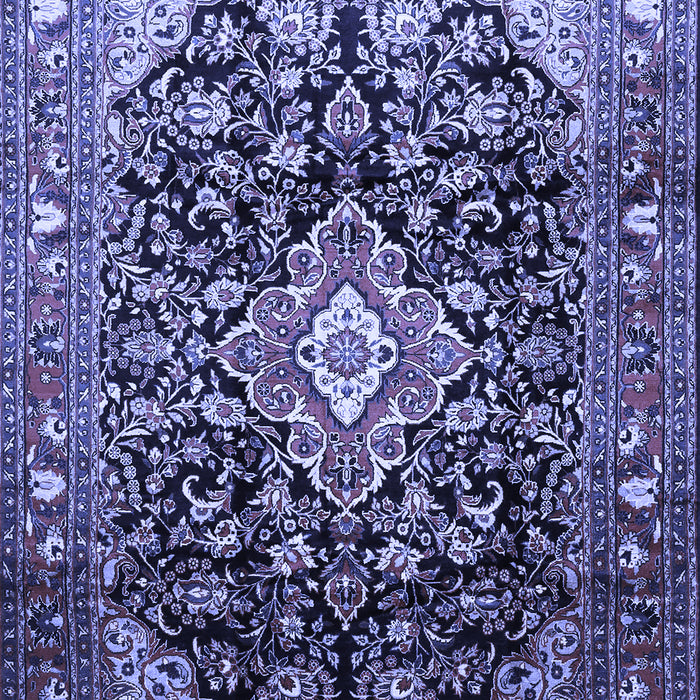 Machine Washable Medallion Blue Traditional Rug, wshtr443blu