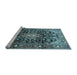 Sideview of Machine Washable Medallion Light Blue Traditional Rug, wshtr443lblu