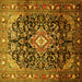 Square Medallion Yellow Traditional Rug, tr443yw