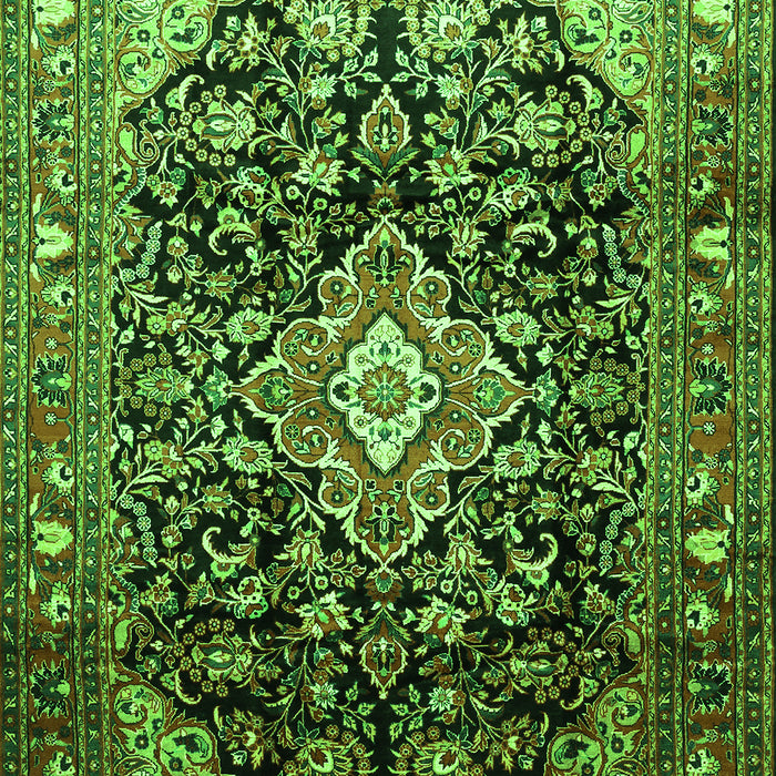 Serging Thickness of Machine Washable Medallion Green Traditional Area Rugs, wshtr443grn