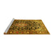 Sideview of Machine Washable Medallion Yellow Traditional Rug, wshtr443yw