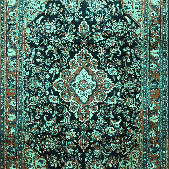 Machine Washable Medallion Turquoise Traditional Area Rugs, wshtr443turq
