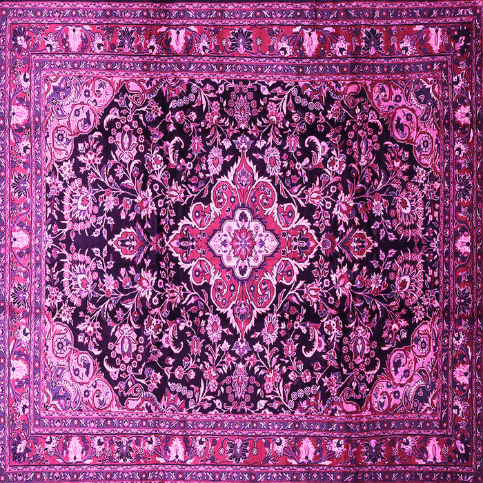 Square Machine Washable Medallion Pink Traditional Rug, wshtr443pnk