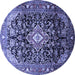 Round Medallion Blue Traditional Rug, tr443blu