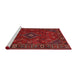 Sideview of Machine Washable Traditional Brown Red Rug, wshtr4440