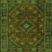 Round Machine Washable Persian Green Traditional Area Rugs, wshtr4440grn