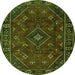 Square Persian Green Traditional Rug, tr4440grn