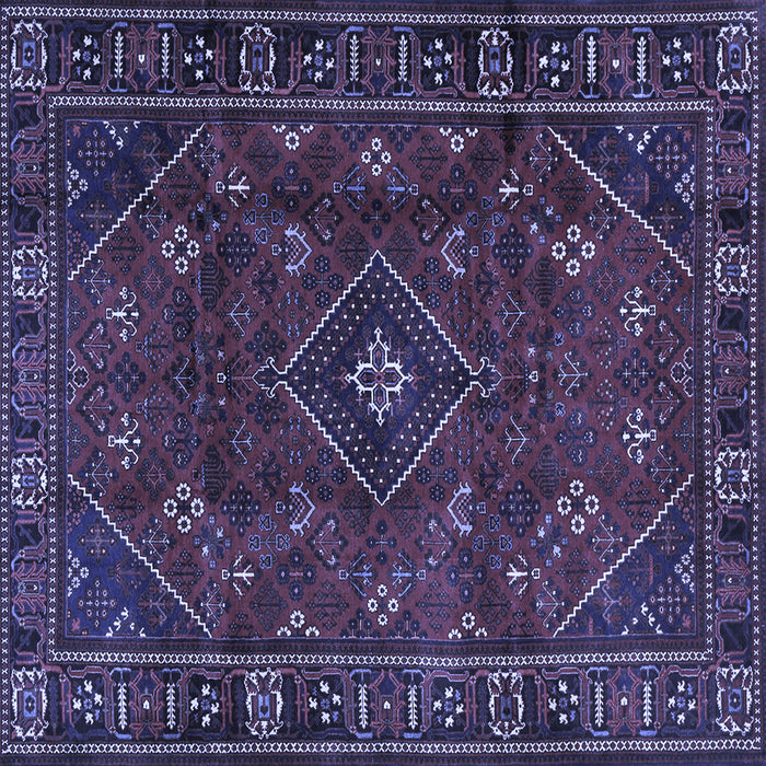 Square Machine Washable Persian Blue Traditional Rug, wshtr4440blu