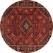 Round Machine Washable Persian Brown Traditional Rug, wshtr4440brn