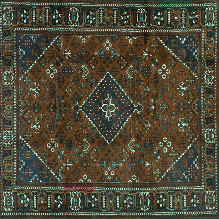 Square Machine Washable Persian Turquoise Traditional Area Rugs, wshtr4440turq