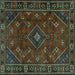 Square Machine Washable Persian Turquoise Traditional Area Rugs, wshtr4440turq