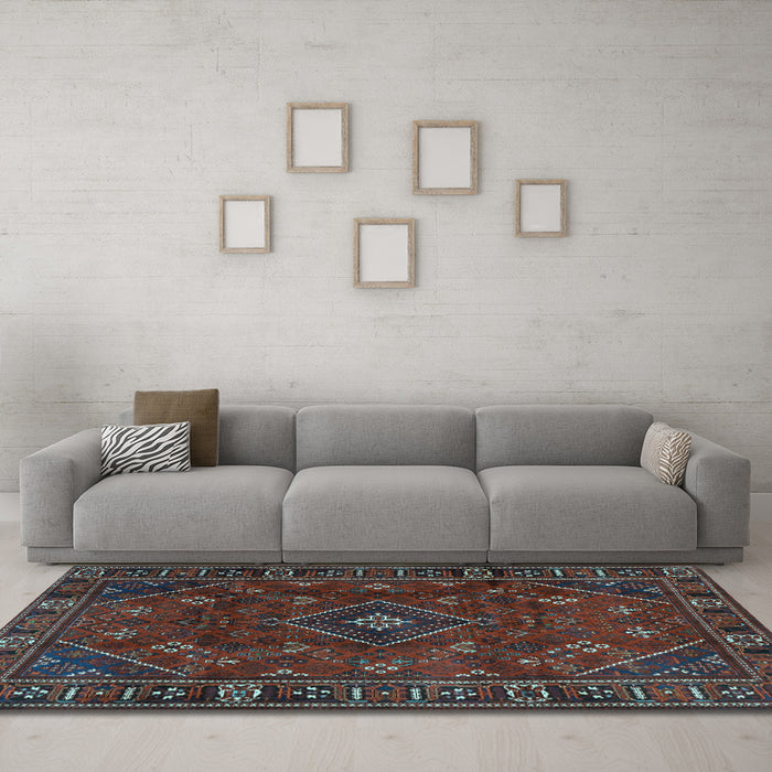 Machine Washable Persian Light Blue Traditional Rug in a Living Room, wshtr4440lblu