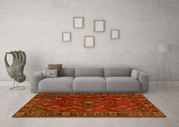 Machine Washable Persian Yellow Traditional Rug in a Living Room, wshtr4440yw