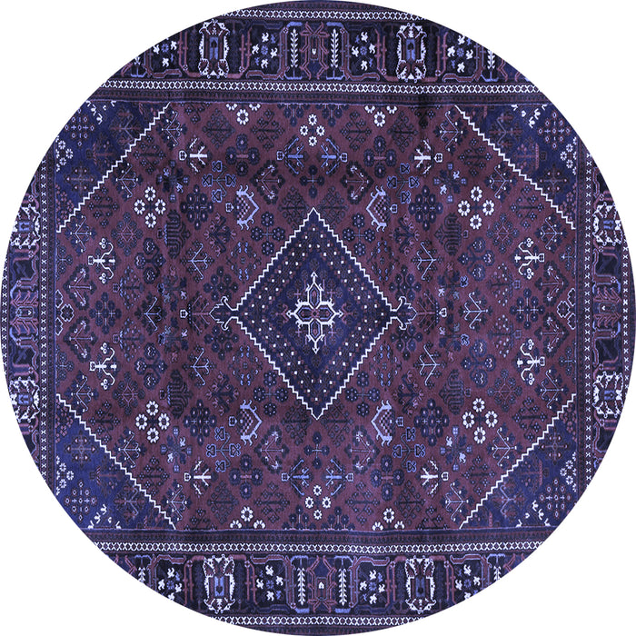 Round Machine Washable Persian Blue Traditional Rug, wshtr4440blu