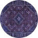 Round Machine Washable Persian Blue Traditional Rug, wshtr4440blu