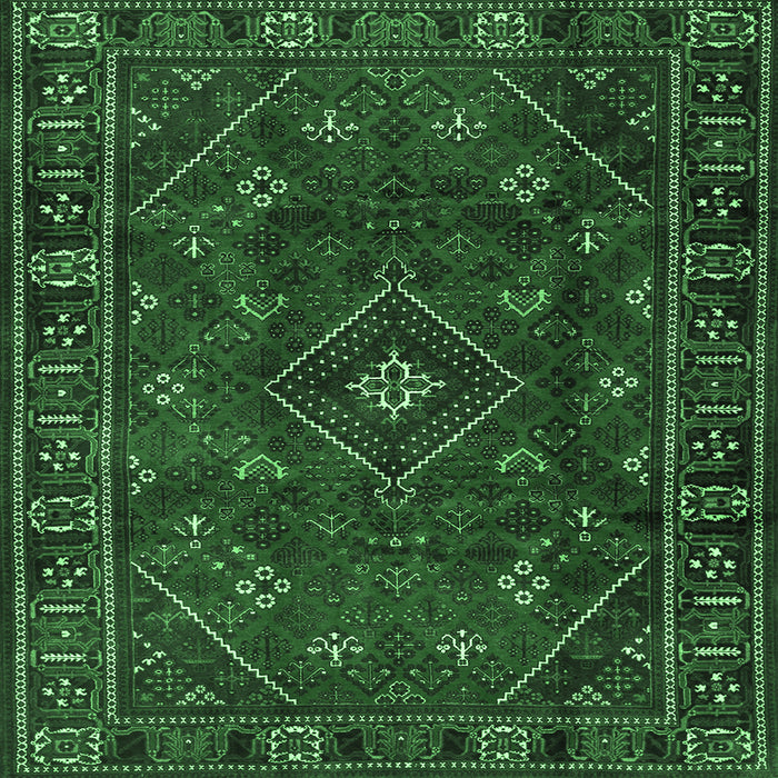 Square Persian Emerald Green Traditional Rug, tr4440emgrn