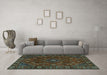 Machine Washable Persian Turquoise Traditional Area Rugs in a Living Room,, wshtr4440turq