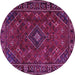 Round Machine Washable Persian Purple Traditional Area Rugs, wshtr4440pur