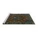 Sideview of Machine Washable Persian Turquoise Traditional Area Rugs, wshtr4440turq