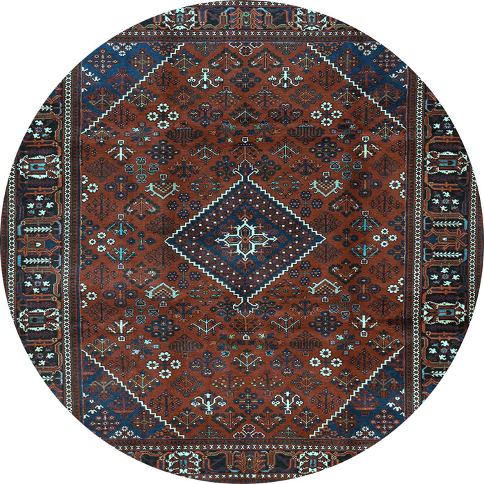 Round Machine Washable Persian Light Blue Traditional Rug, wshtr4440lblu
