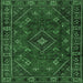 Square Machine Washable Persian Emerald Green Traditional Area Rugs, wshtr4440emgrn