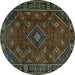 Round Persian Turquoise Traditional Rug, tr4440turq