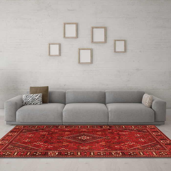 Machine Washable Persian Orange Traditional Area Rugs in a Living Room, wshtr4440org