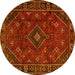 Round Persian Yellow Traditional Rug, tr4440yw